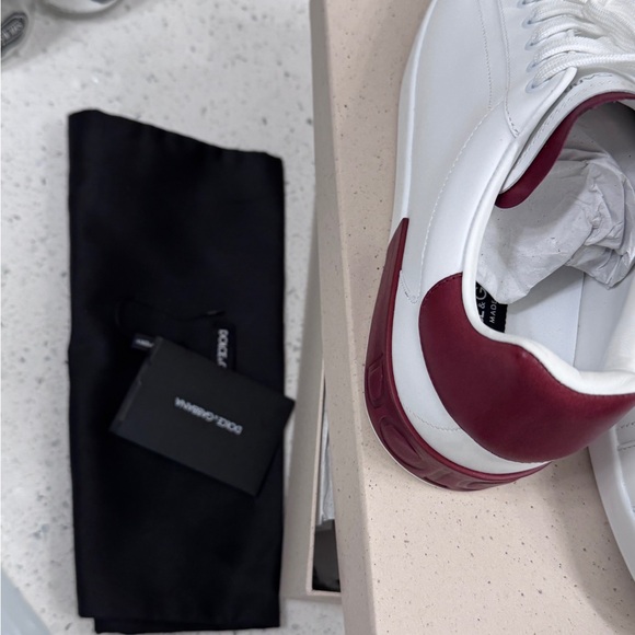Dolce & Gabbana White and Burgundy Sneakers - Picture 5 of 7